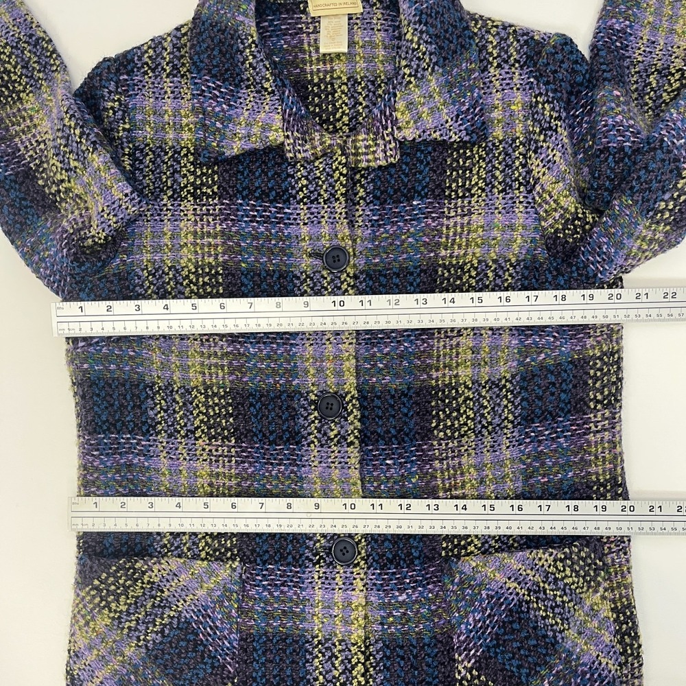 Boyne Valley Weavers Purple Multicolor Jacket Wool Alpaca Ireland Womens Small - Picture 9 of 11